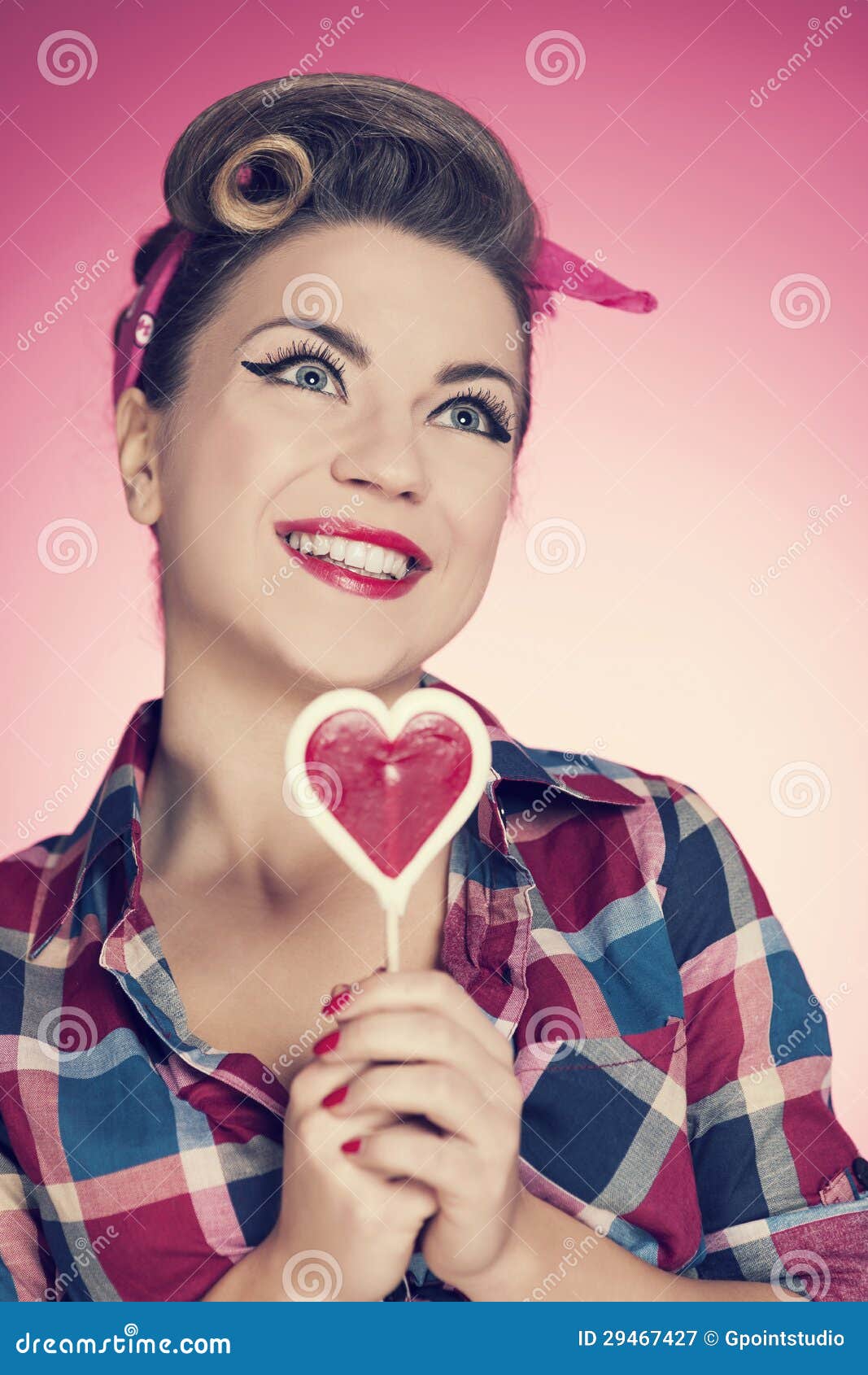 Pin up girl stock image. Image of heart, expression, curly 29467427