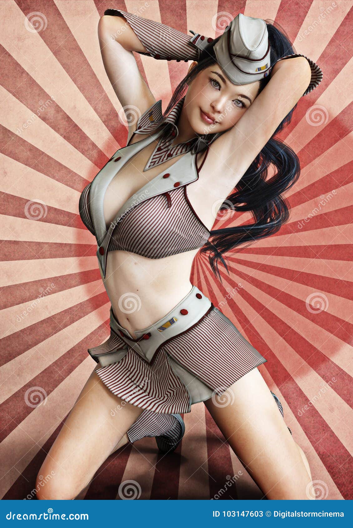 Pin Up Girl Japanese Female Stock Illustration Illustration Of Portrait Japanese 103147603