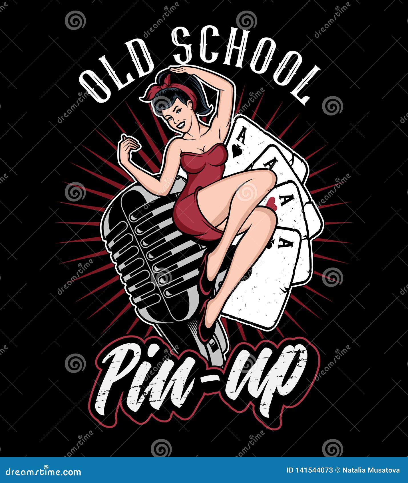 Pin Up Girl on the Microphone Editorial Stock Photo - Illustration of  poster, cards: 141544073