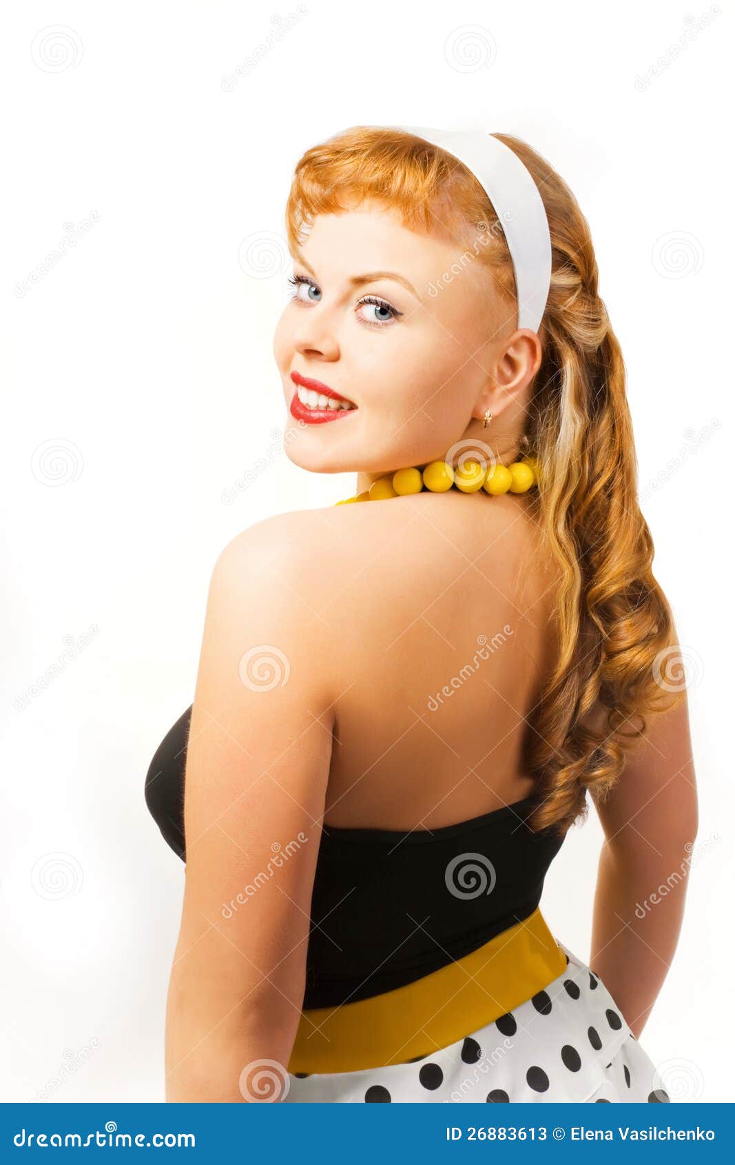 Pin Up Girl Posing Over White Background Stock Image - Image of lady ...