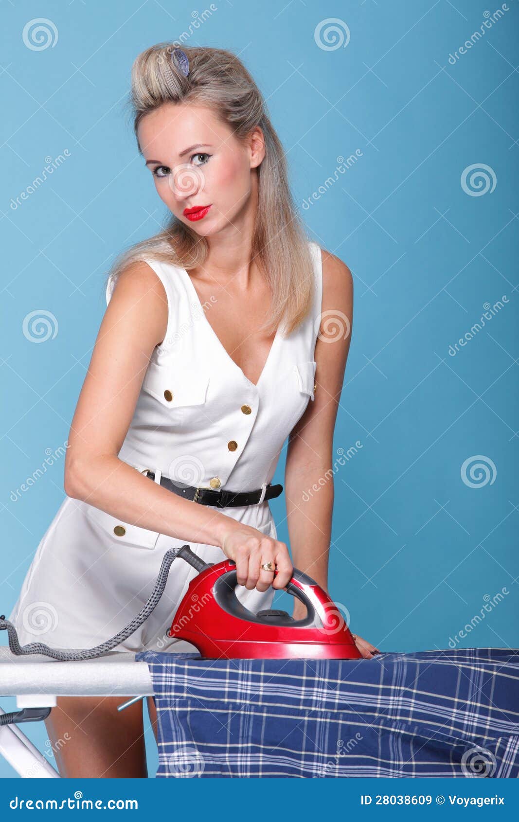 Pin Up Girl Retro Style Portrait Woman Ironing Stock Image Image Of Girl Head 28038609