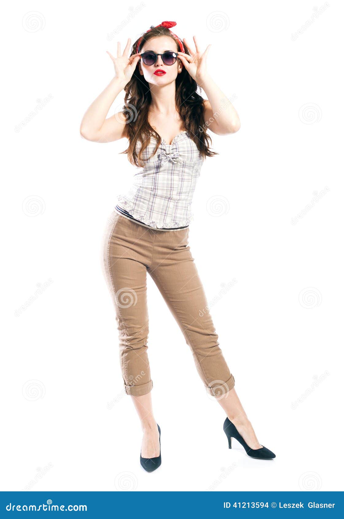 Pin Up Girl Style, Woman with Retro Sunglasses Stock Photo - Image of ...