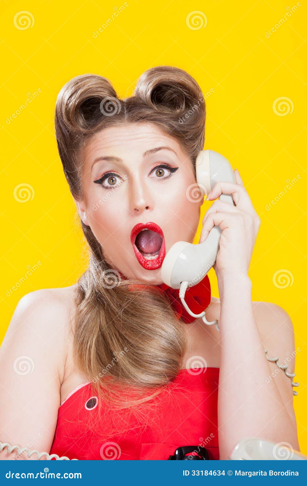 Pin-up Girl Talking On Retro Telephone Stock Images 