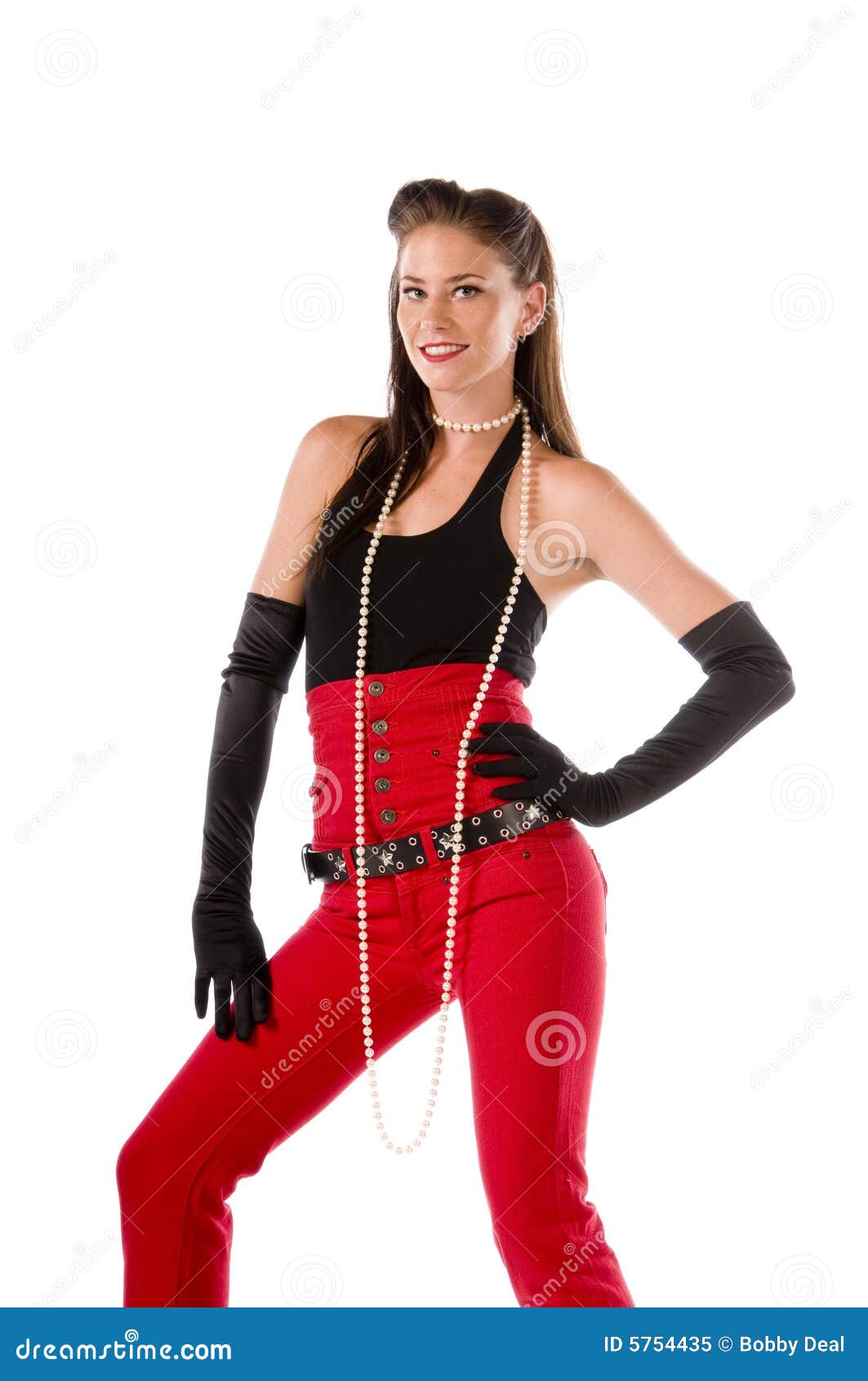 Pin Up in Red Pants stock image. Image of white, belt - 5754435