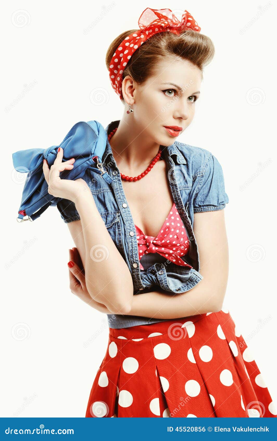 Pin-up Young Woman in Vintage American Style Stock Photo - Image of  representing, posing: 45520856