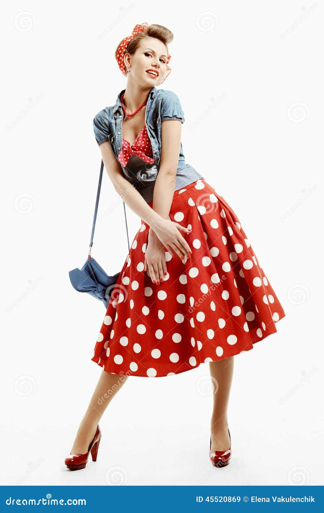 Pin-up Young Woman in Vintage American Style with a Clutch Stock Image -  Image of adult, lips: 45520869