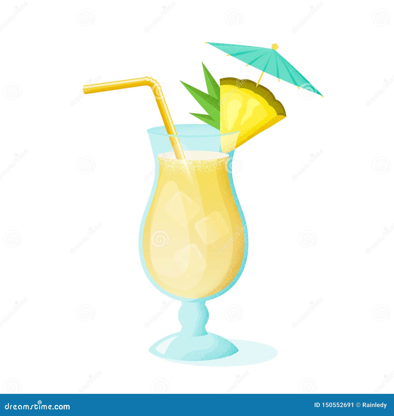 pina colada cocktail with pineapple  on white background. 