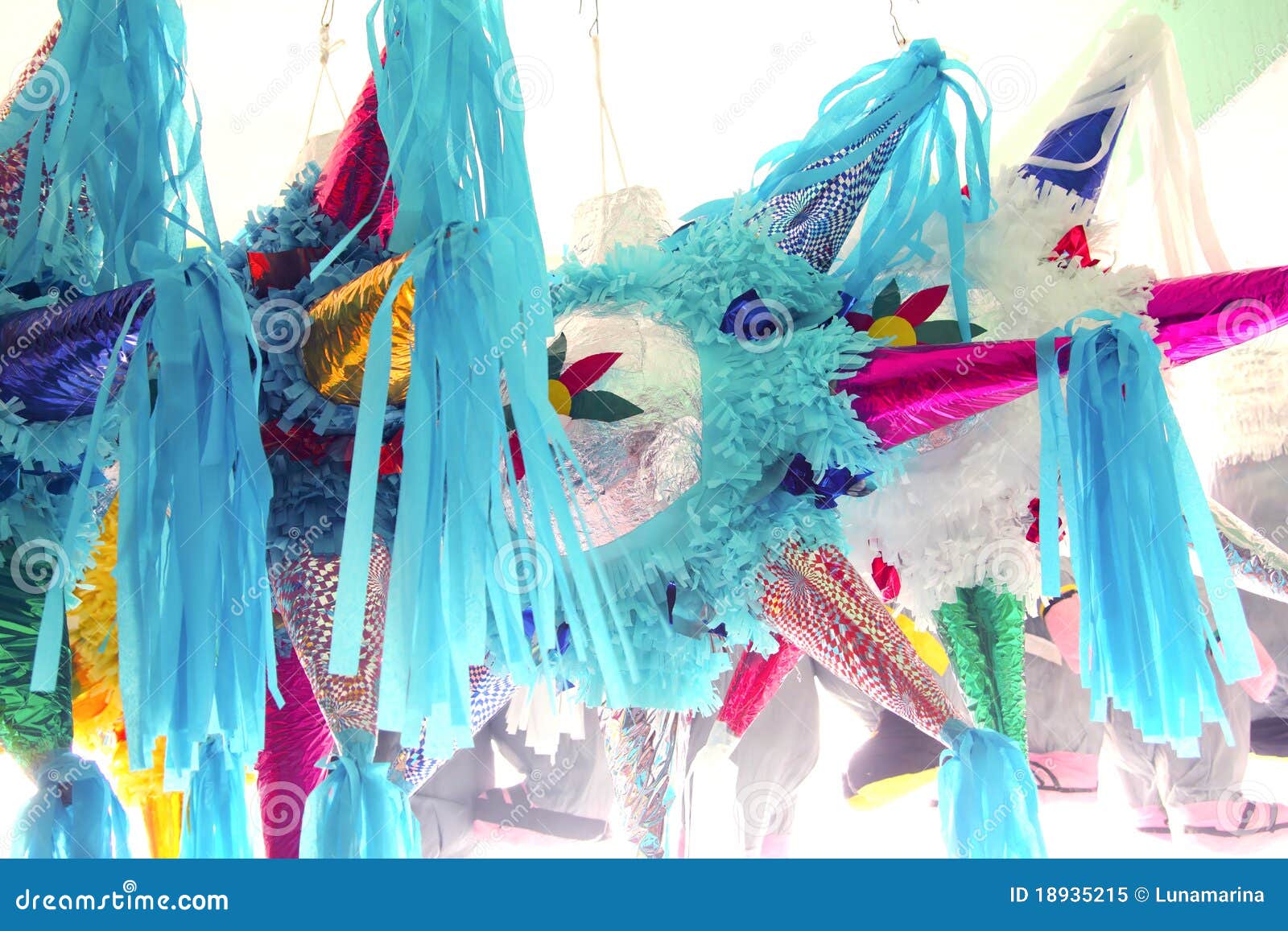 Pinatas Star Shape Mexican Traditional Celebration Stock Image