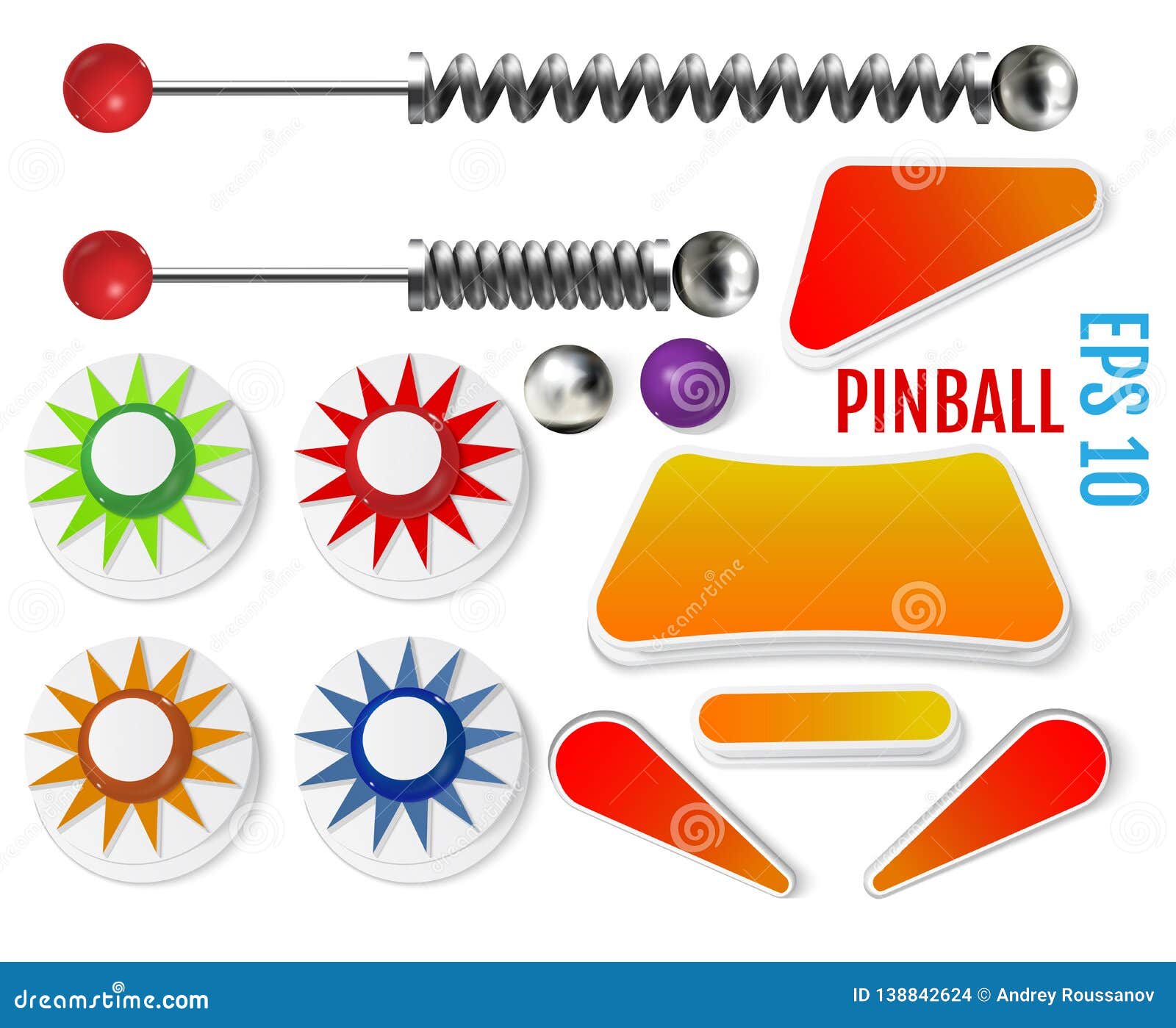 Pinball Elements Transparent Icon Set Cartoon Vector Cartoondealer