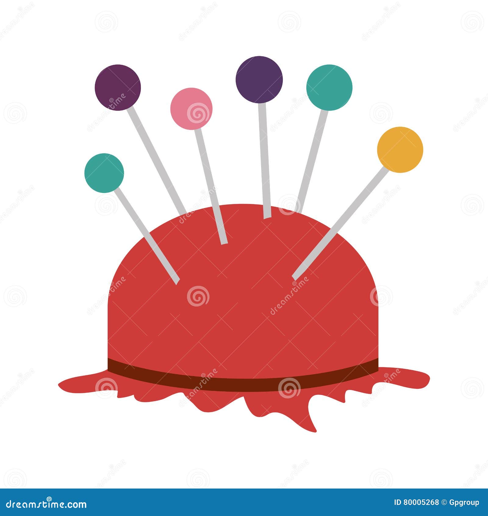 Pincushion with pins icon stock vector. Illustration of repair - 80005268