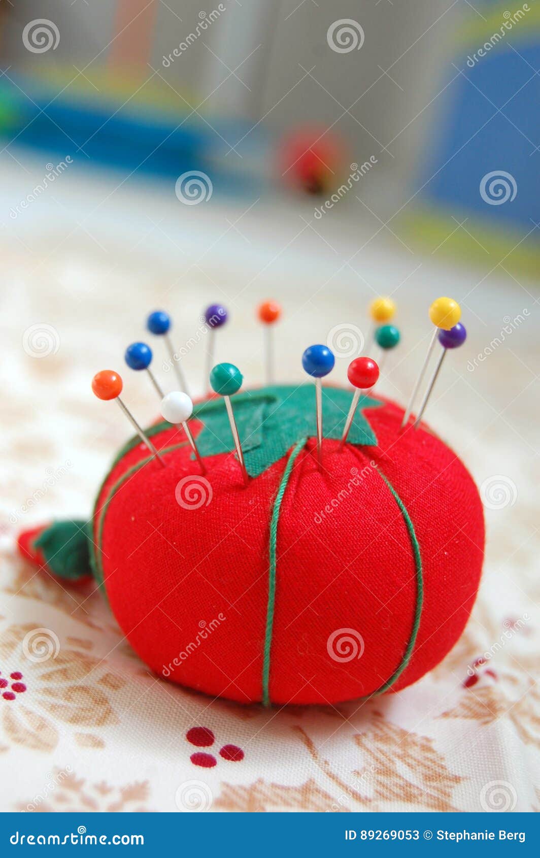 Pincushion with Pins stock image. Image of fabric, poke 89269053