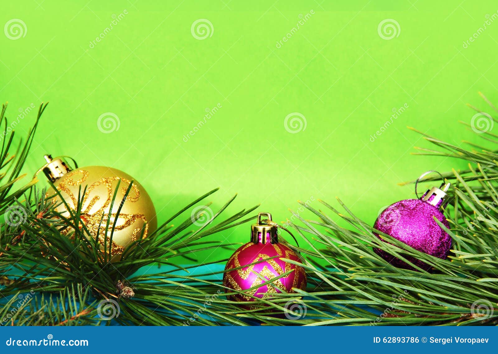 Pine Branches and Christmas Toys. Stock Photo - Image of bright, pine ...
