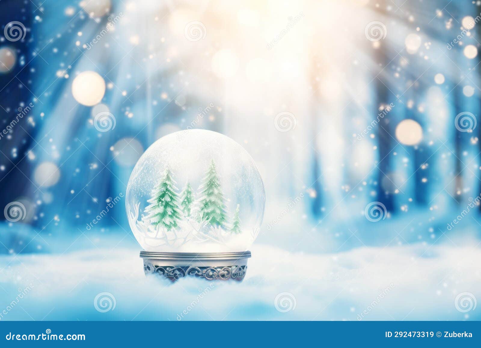 Pine Christmas Tree in Snow Globe Stock Illustration Illustration of