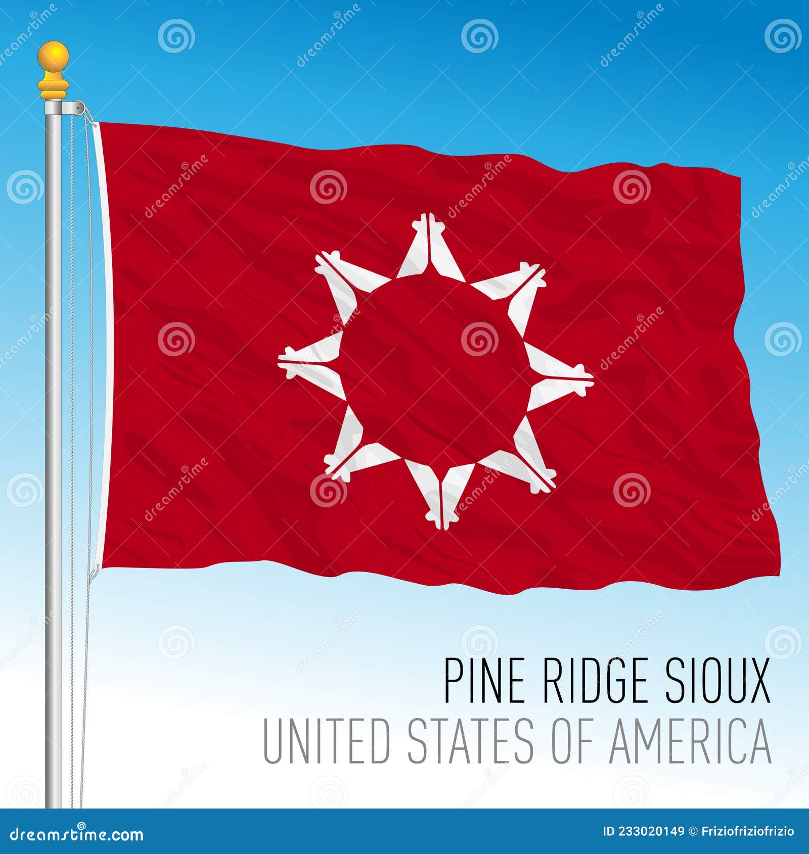 Pine Ridge Sioux Native Nation Flag, United States Stock Vector