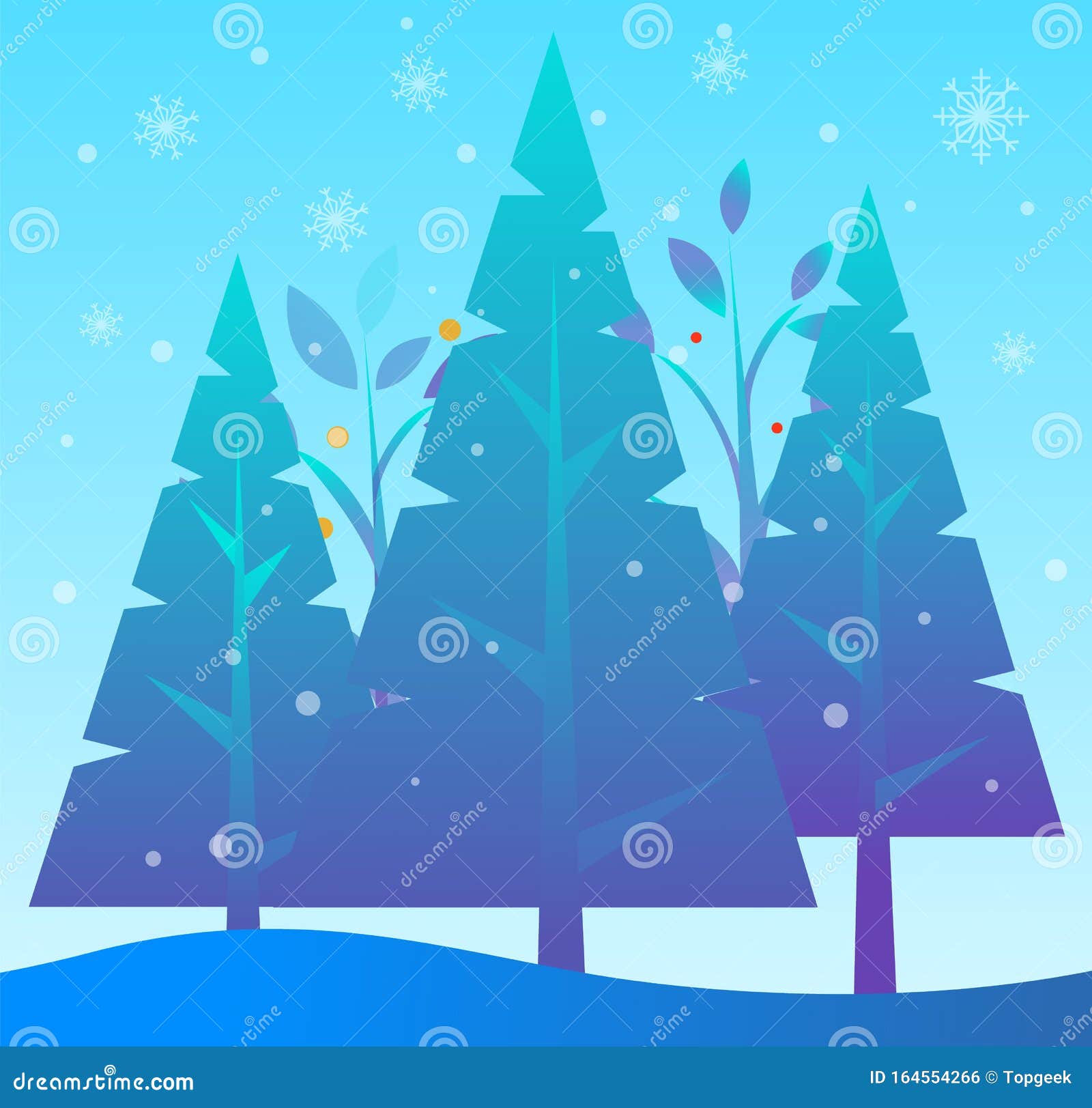 Download Pine Tree Forest, Snowing Winter Landscape Vector Stock Vector - Illustration of firtree, nature ...