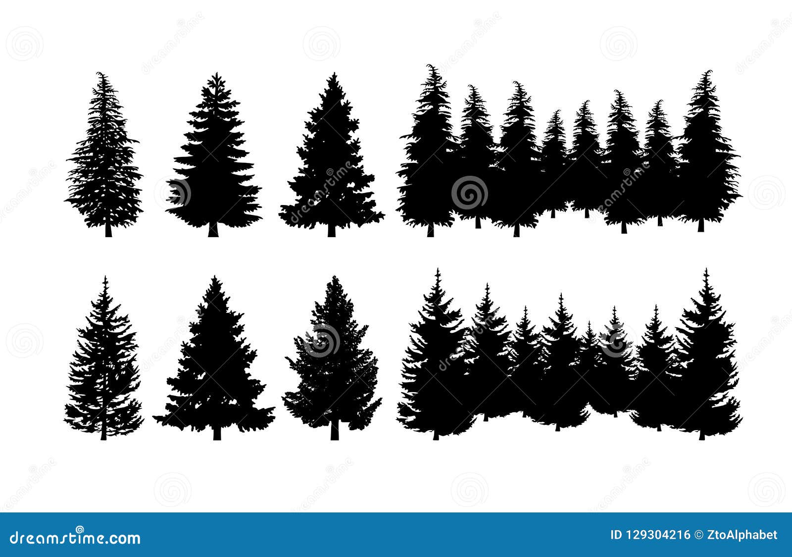 pine tree clip art set