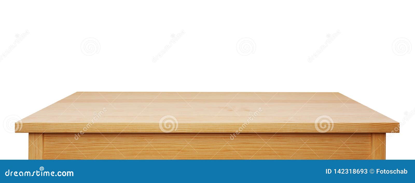 pine wood tabletop  on white background, 3d rendering