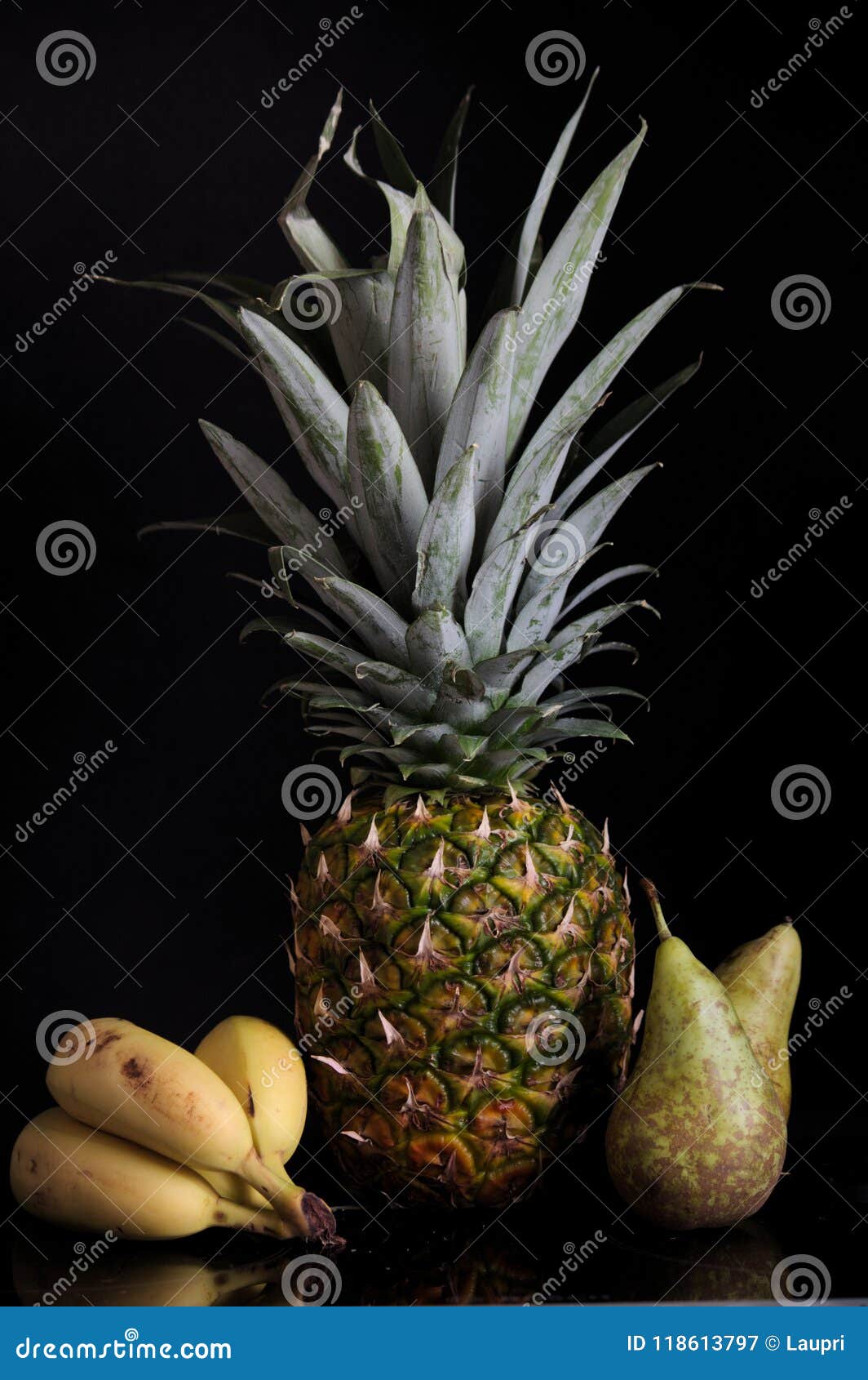 pineapple, bananas and pears
