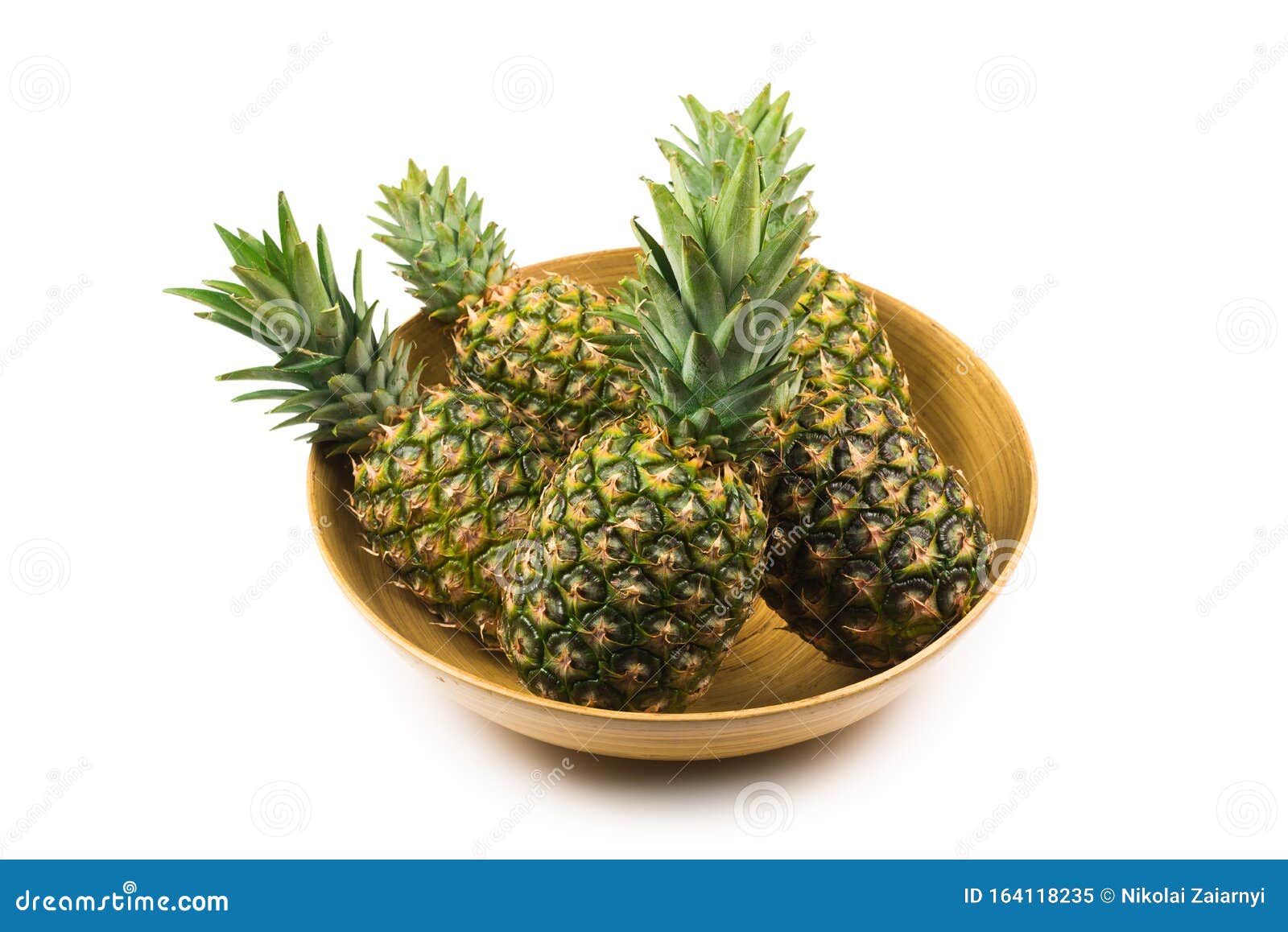 Pineapple in a Bowl Isolated Om White Stock Image Image of pulp