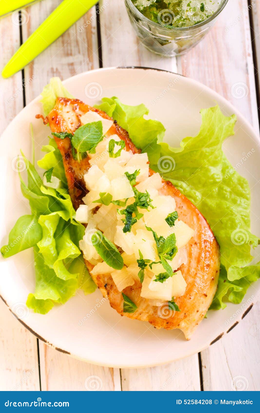 Pineapple chicken breast stock photo. Image of spicy 52584208