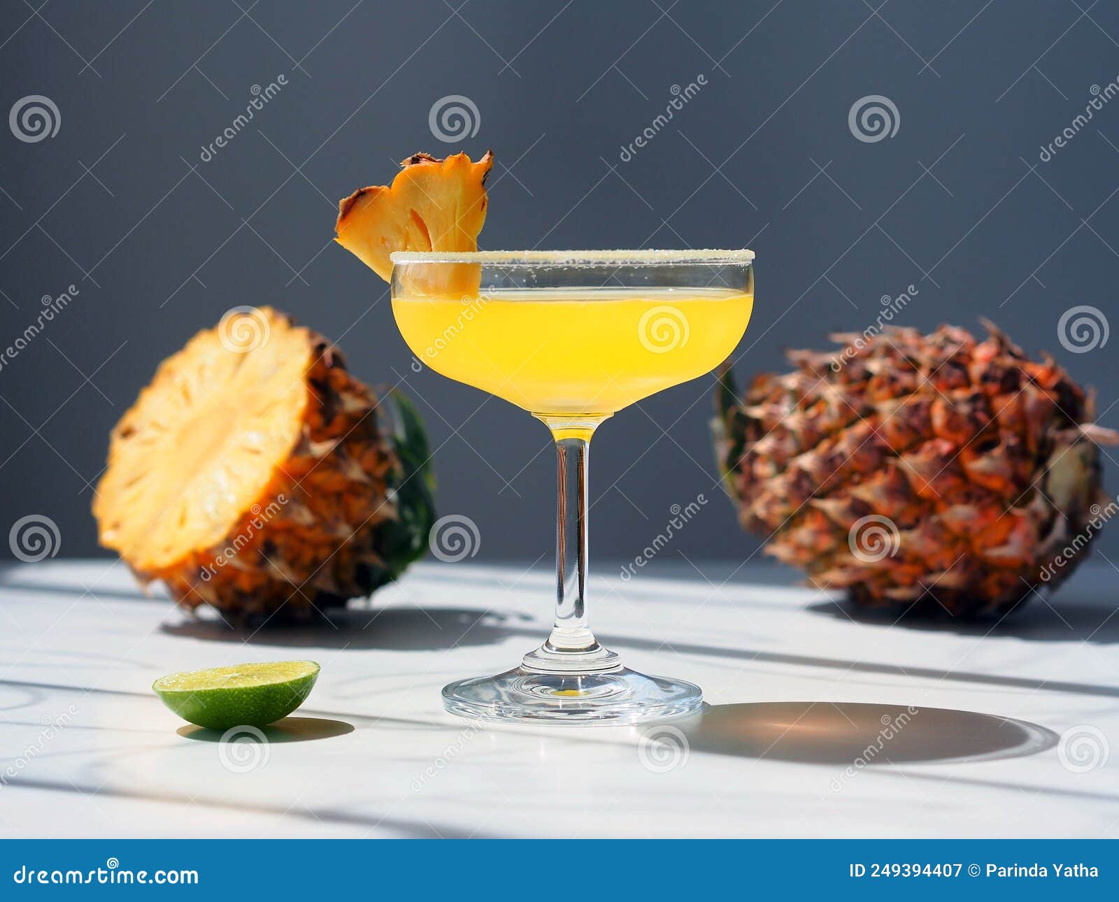 Pineapple Cocktail Glass with Pineapple. Stock Image Image of