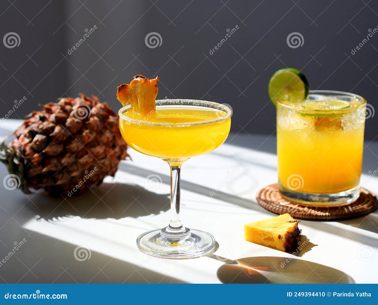 Pineapple Cocktail Glass with Pineapple. Stock Photo Image of alcohol
