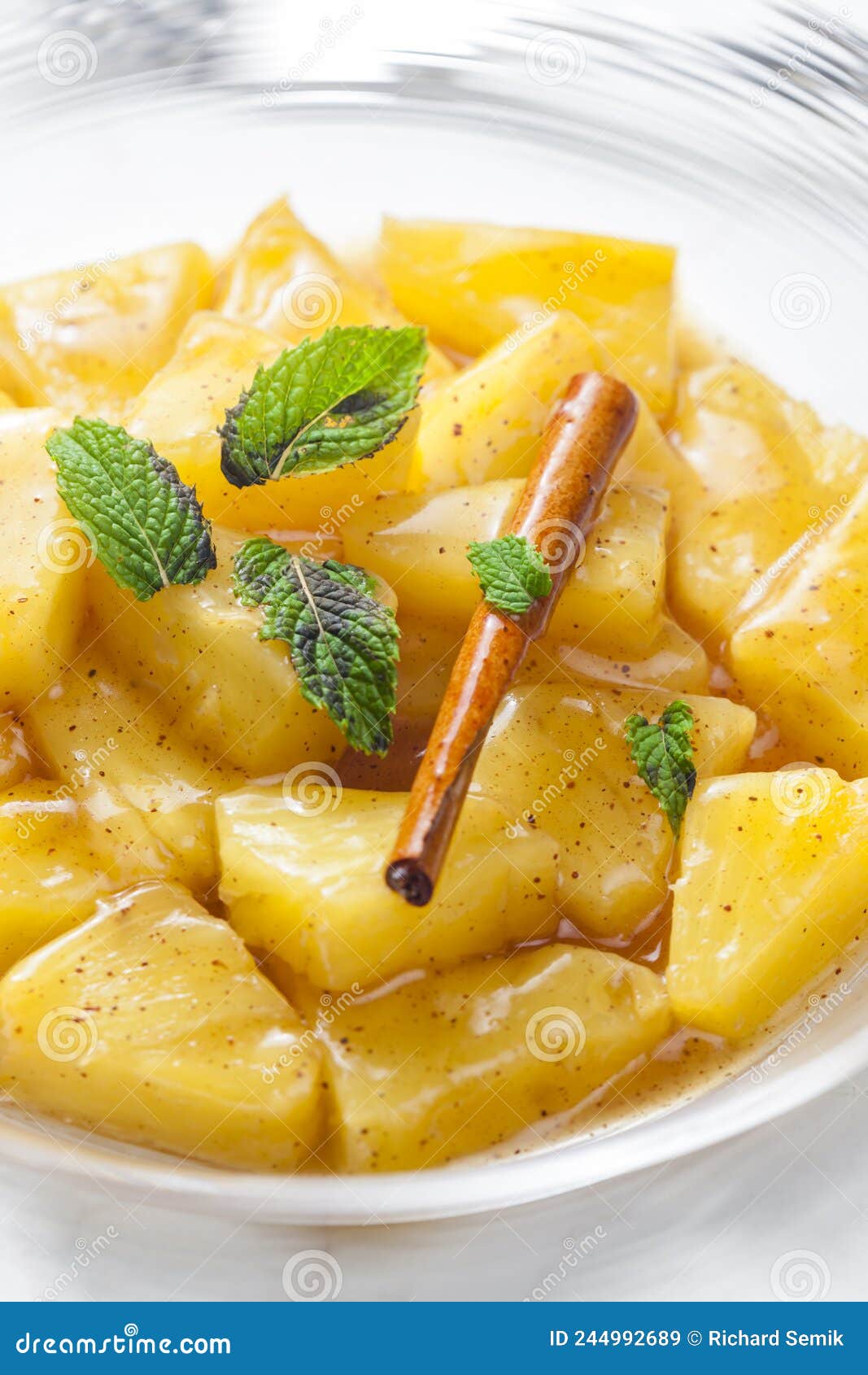 Pineapple Compote with Cinnamon and Mint Stock Image Image of life