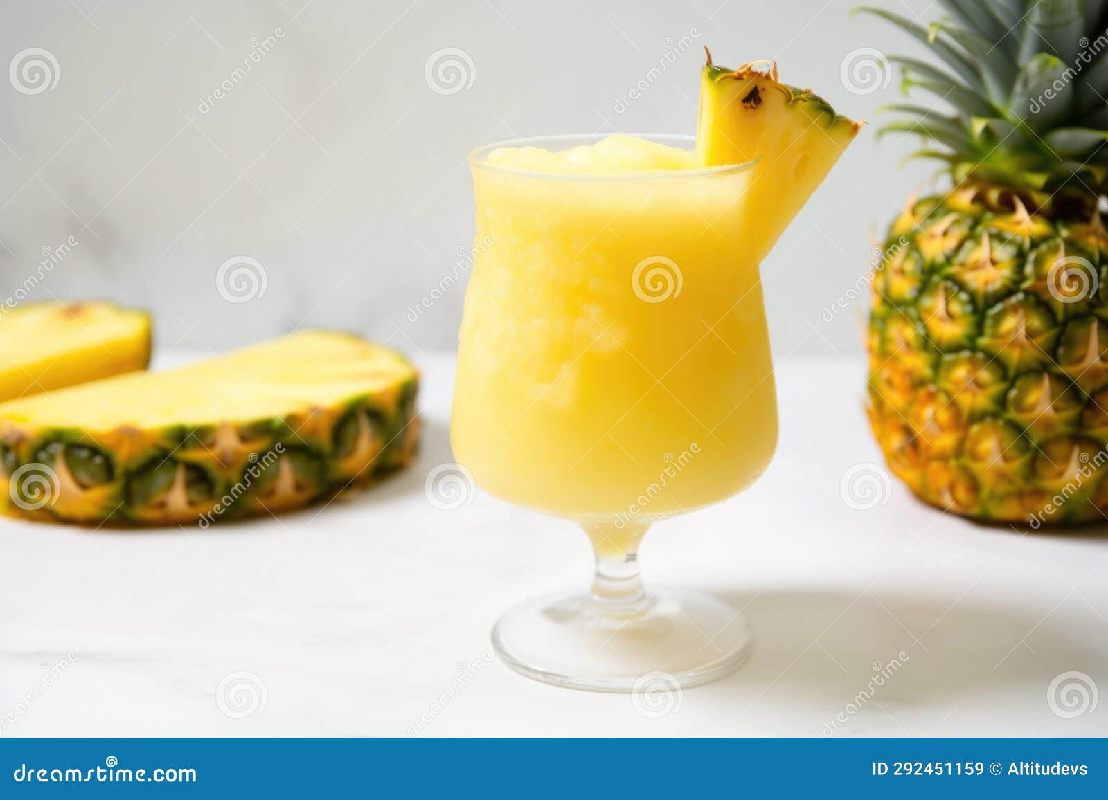 Pineapple Daiquiri with a Pineapple Slice on the Rim Stock Image