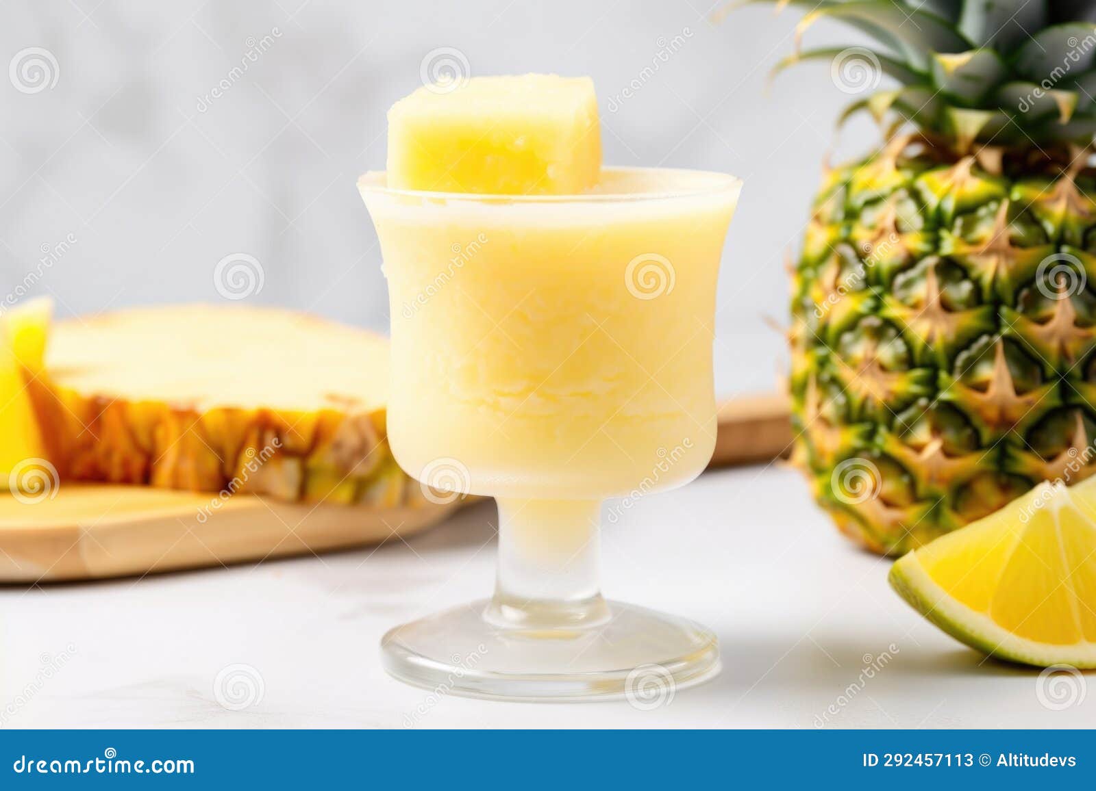 Pineapple Daiquiri with a Pineapple Slice on the Rim Stock Image
