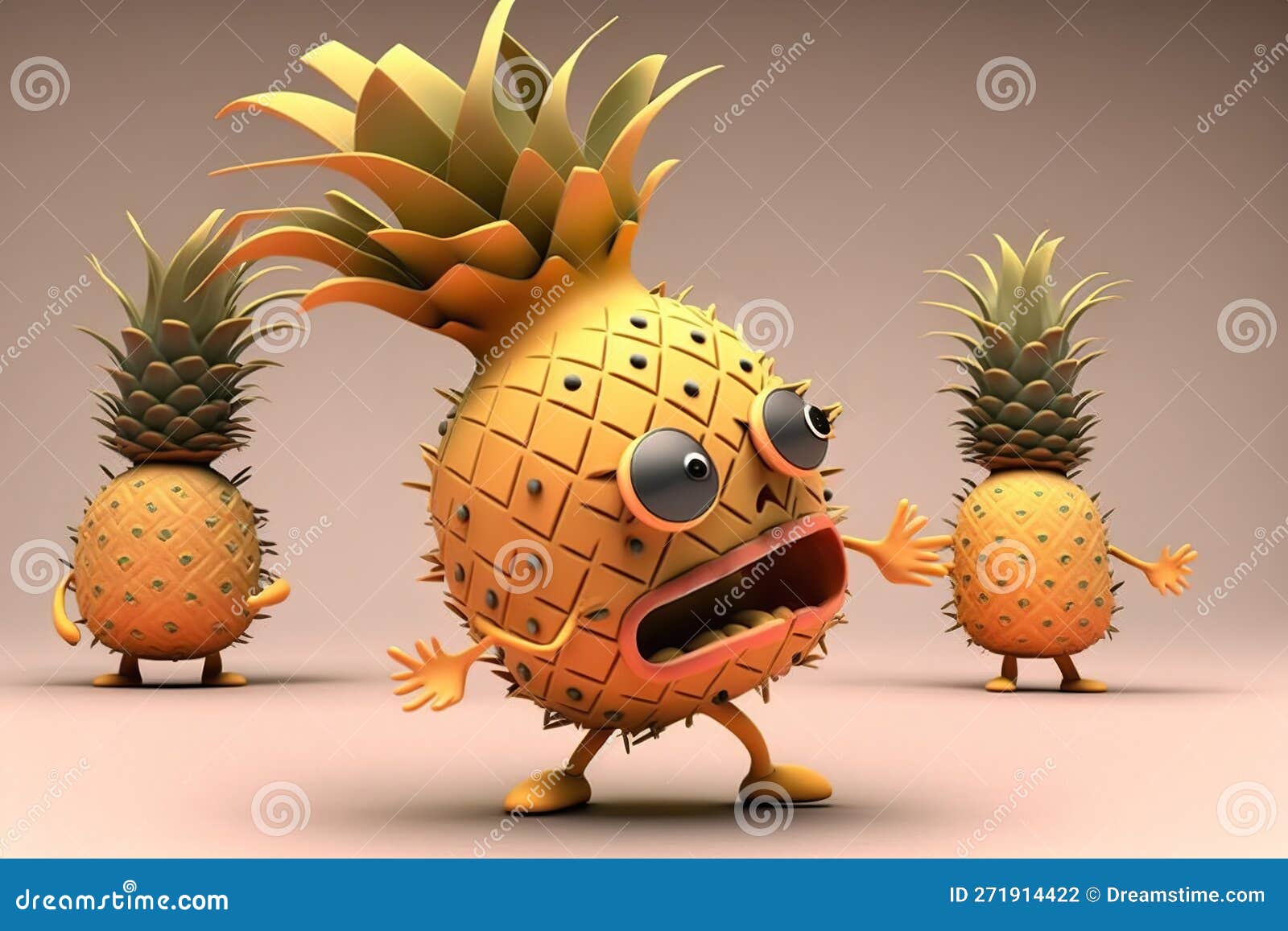 Pineapple Dancing 3d, Created with Generative AI Technology Stock Photo
