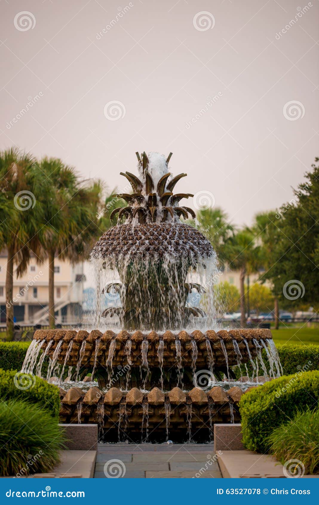 Pineapple Fountain stock photo. Image of shoreline, orange 63527078