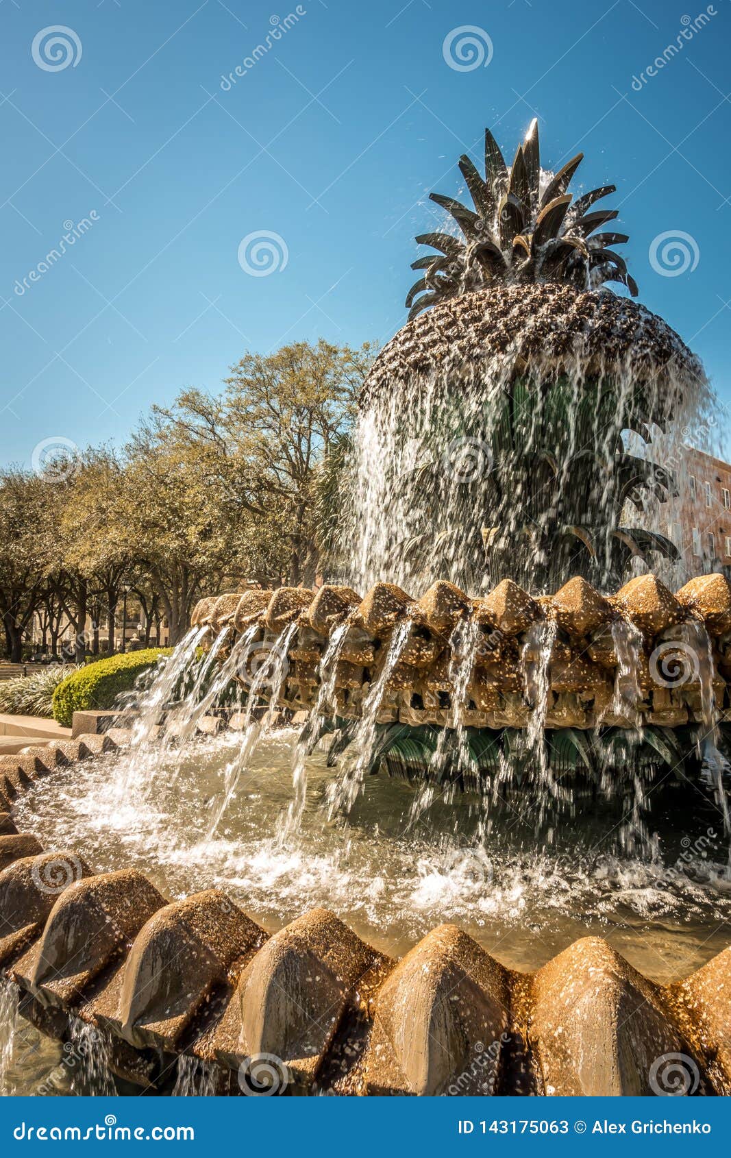 The Pineapple Fountain, At The Waterfront Park In Charleston Stock