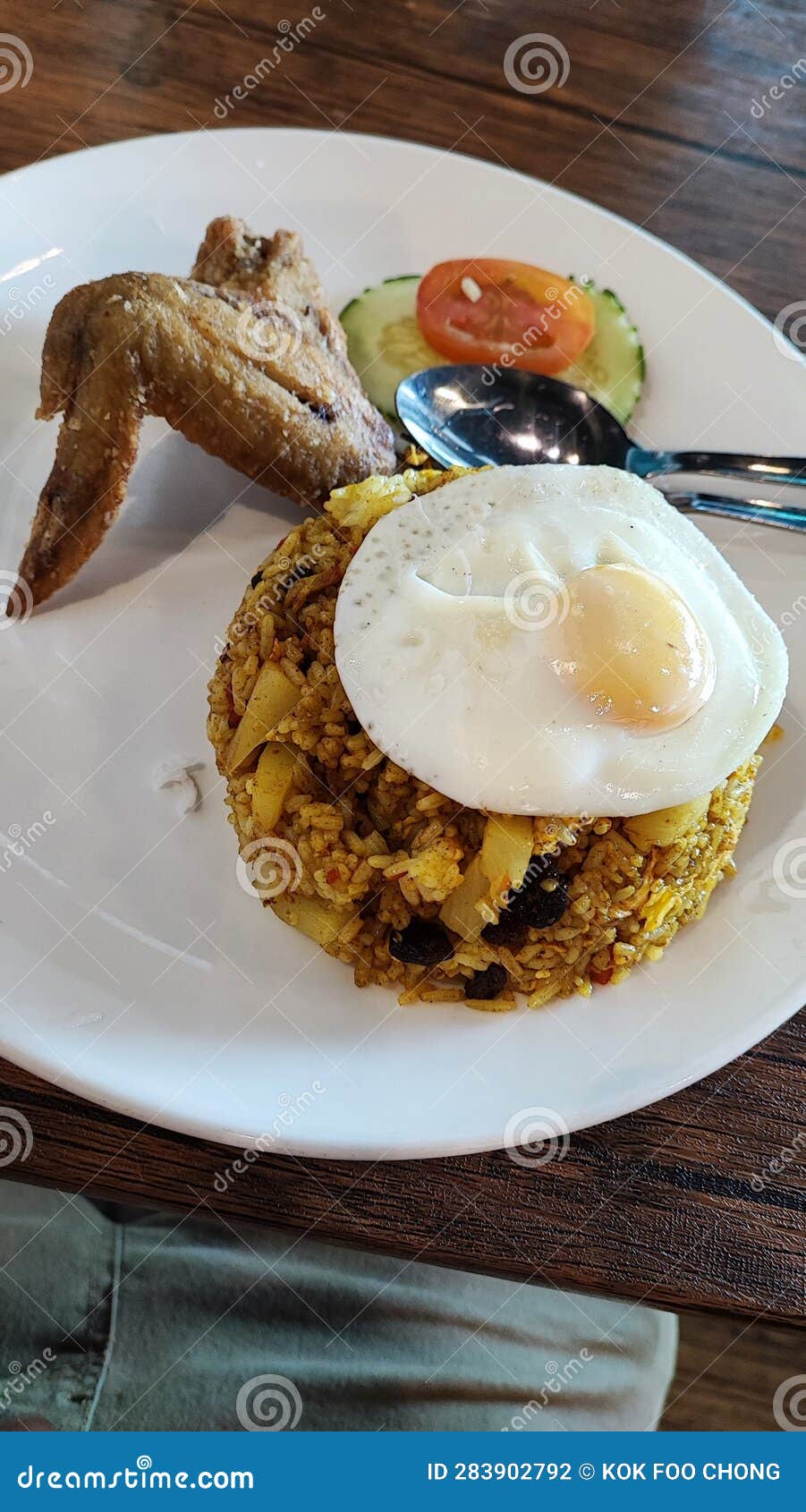 Pineapple Fried Rice Chicken Wing with Egg Stock Photo Image of