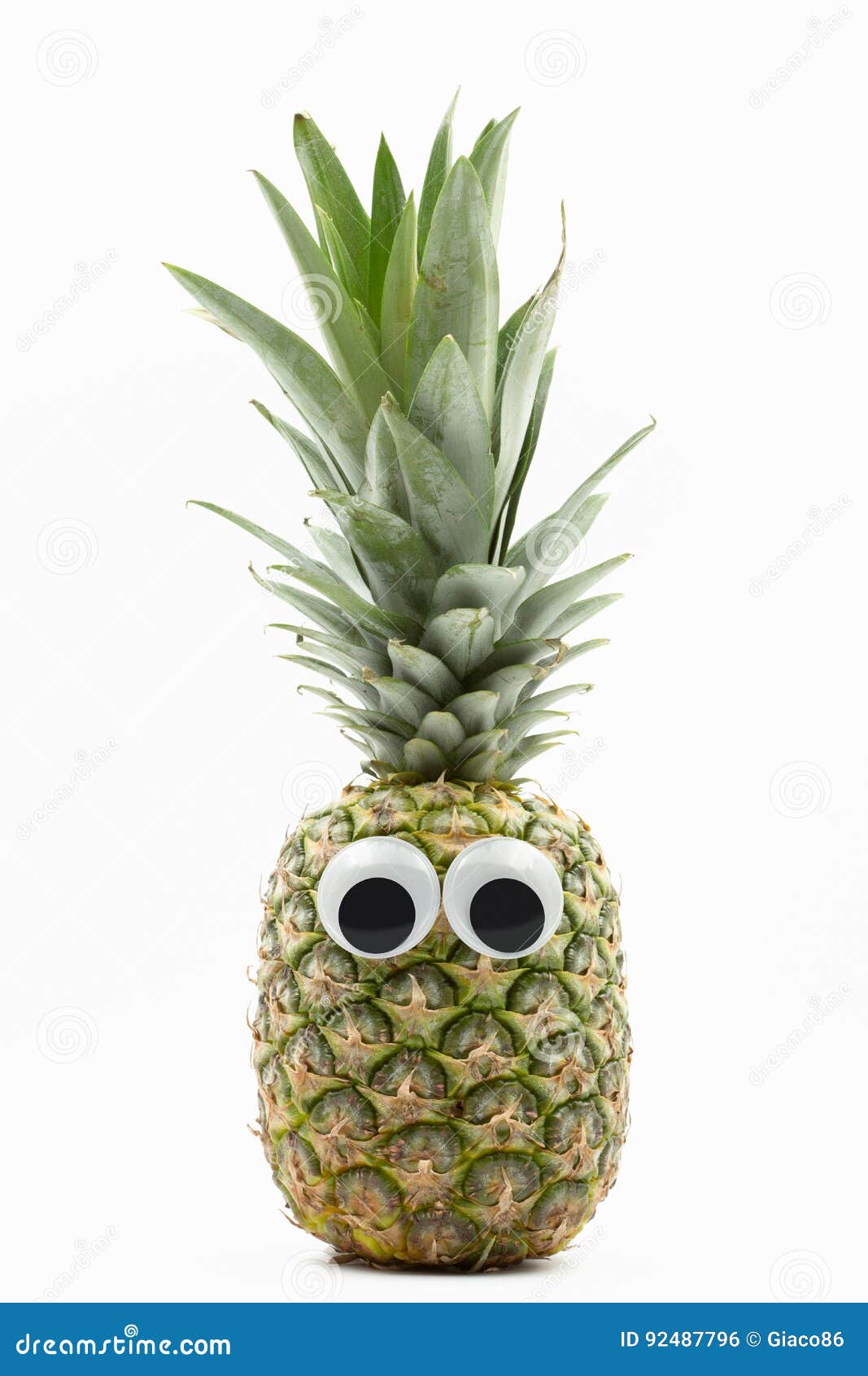 Pineapple with Googly Eyes on White Background Stock Photo Image of food, foolish 92487796