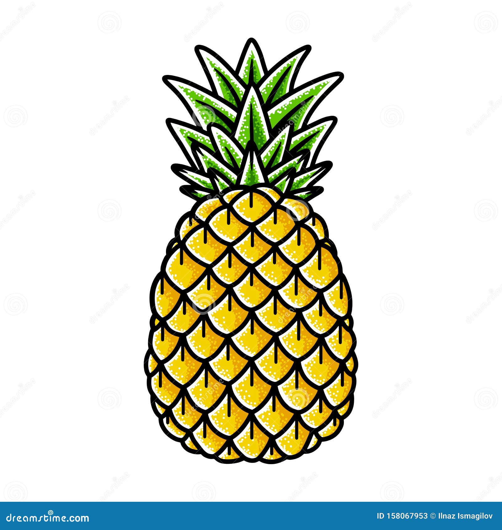 Pineapple Hand Drawing Old School Tattoo. Stock Vector - Illustration of  american, natural: 158067953