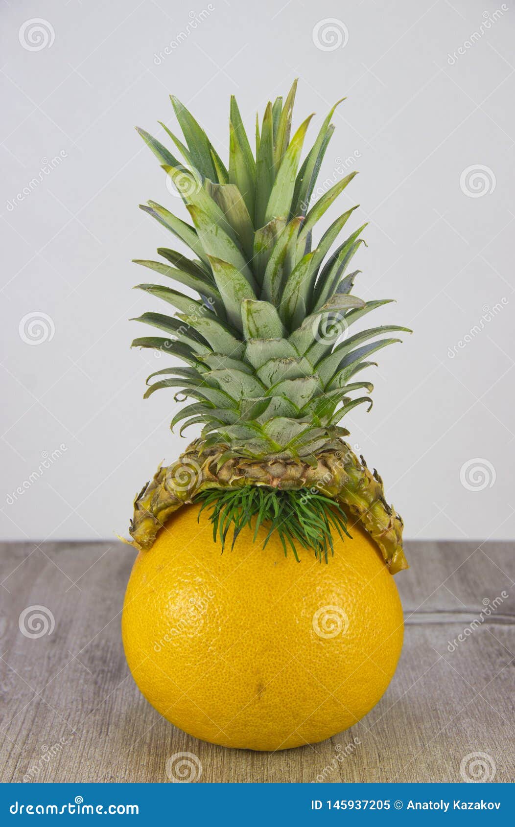 Pineapple Hat on Grapefruit. Stock Image Image of drawing