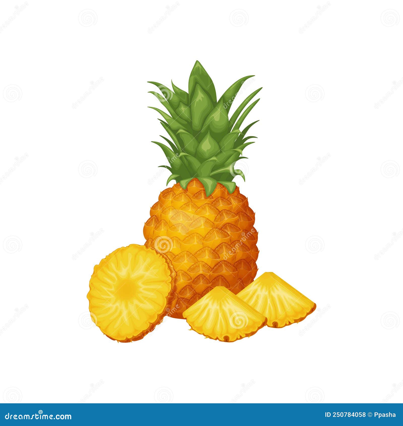 Pineapple. Image of Pineapple Cut into Pieces. Pieces of Ripe Pineapple. Sweet Tropical Fruit