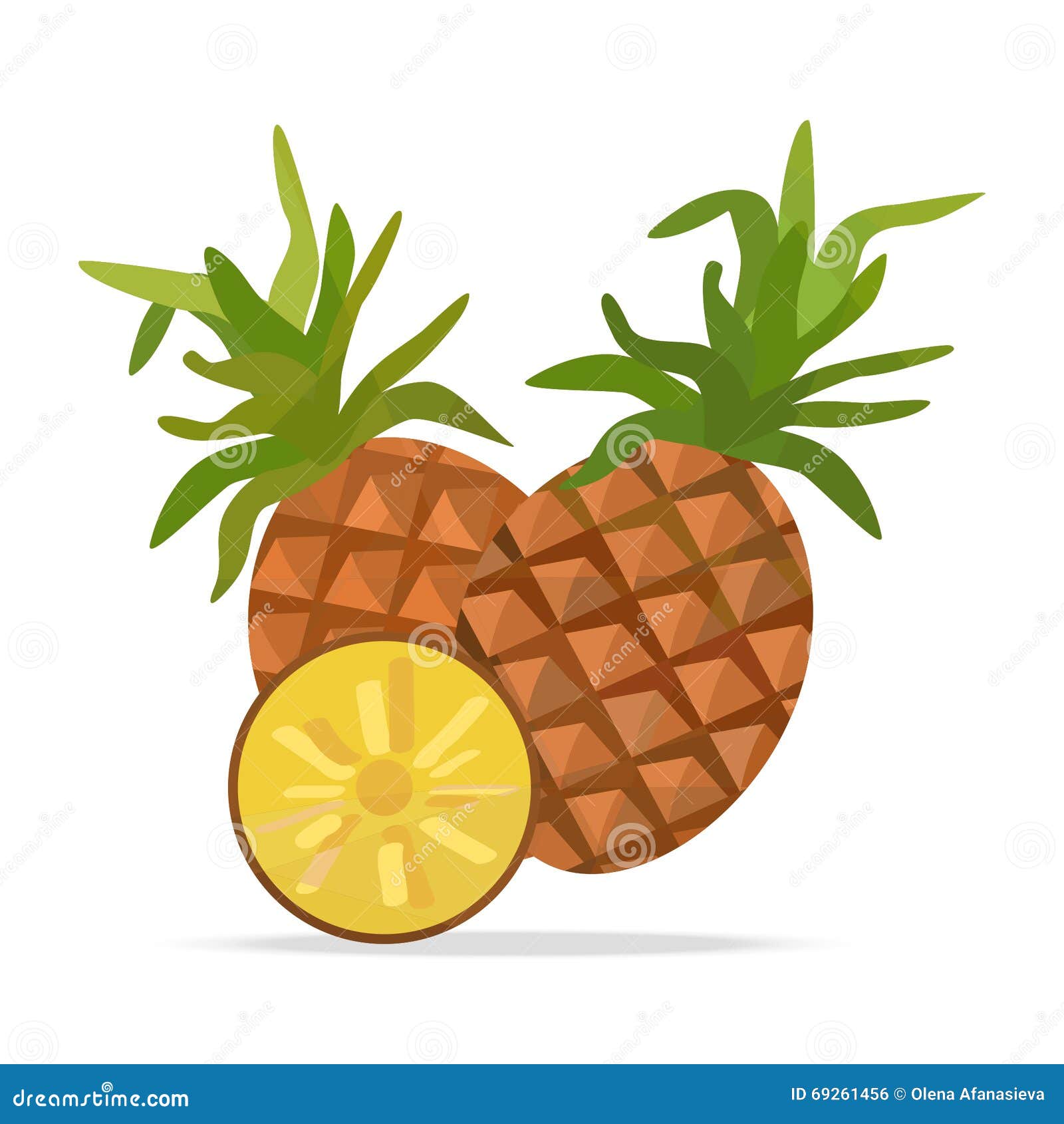 Pineapple and Leaves Vector Objects Stock Vector Illustration of