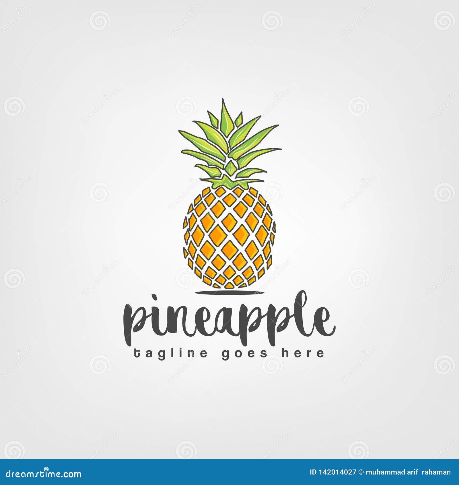 Pineapple Logo Mascot Hi Pose Vector Illustration