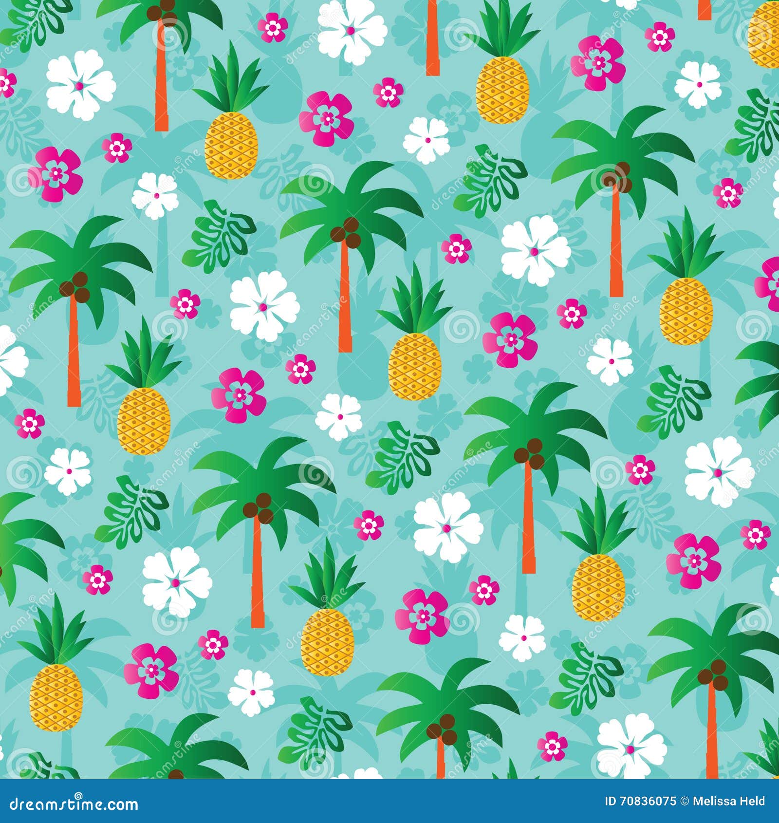 Pineapple and palm tree stock illustration. Illustration of background