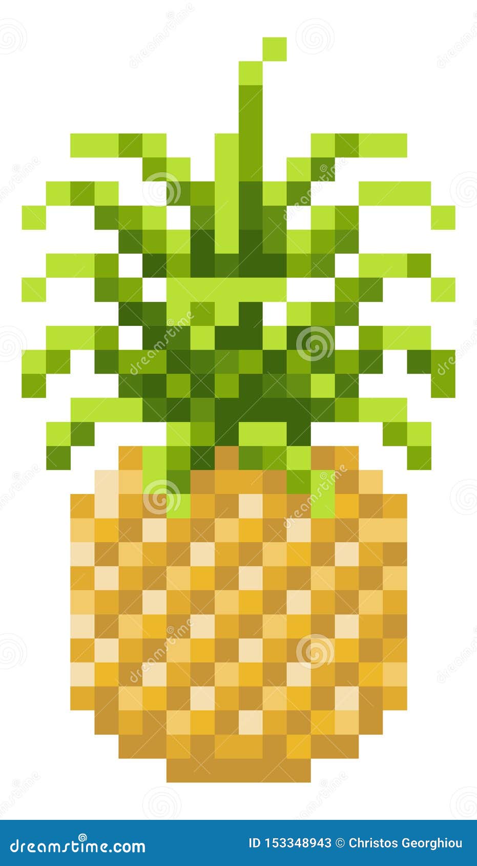 Pineapple Pixel Art 8 Bit Video Game Fruit Icon Stock Vector