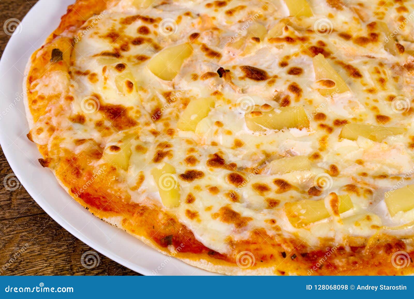 Pineapple Pizza with Cheese Stock Photo Image of pepperoni, delicious
