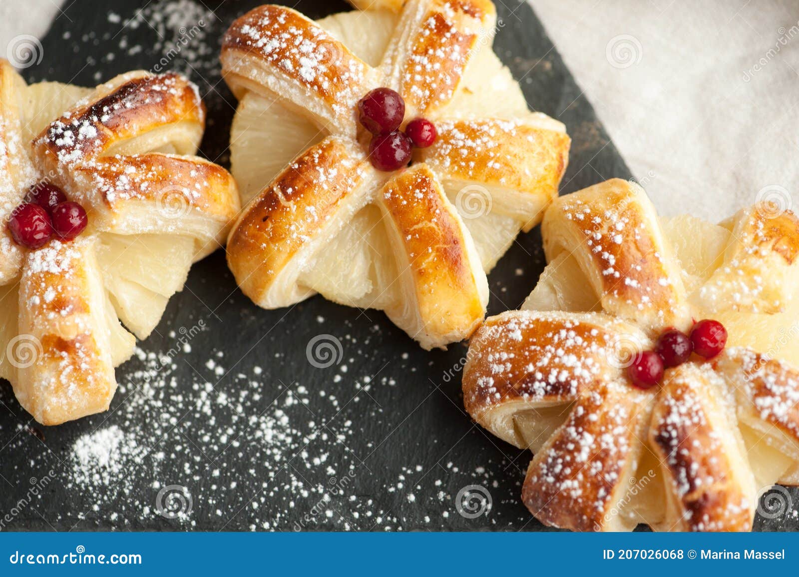 Pineapple Ringlets in Puff Pastry Stock Photo Image of dough, lunch