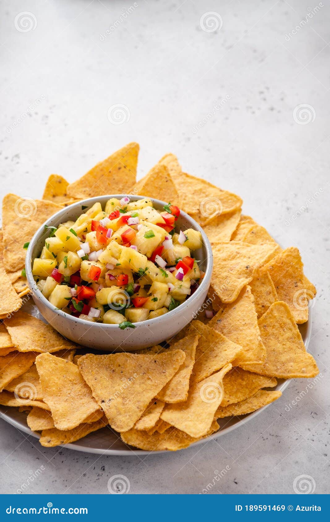 Pineapple Salsa with Nachos Stock Image Image of peppers, jalapenos