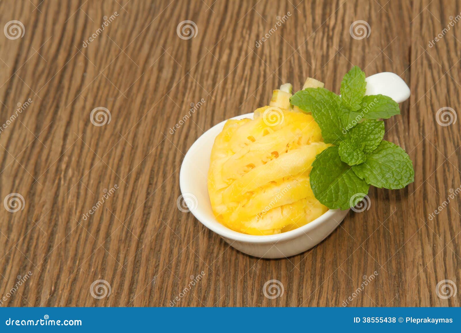 Pineapple Slice in the Bowl with Mint Stock Photo - Image of slice ...