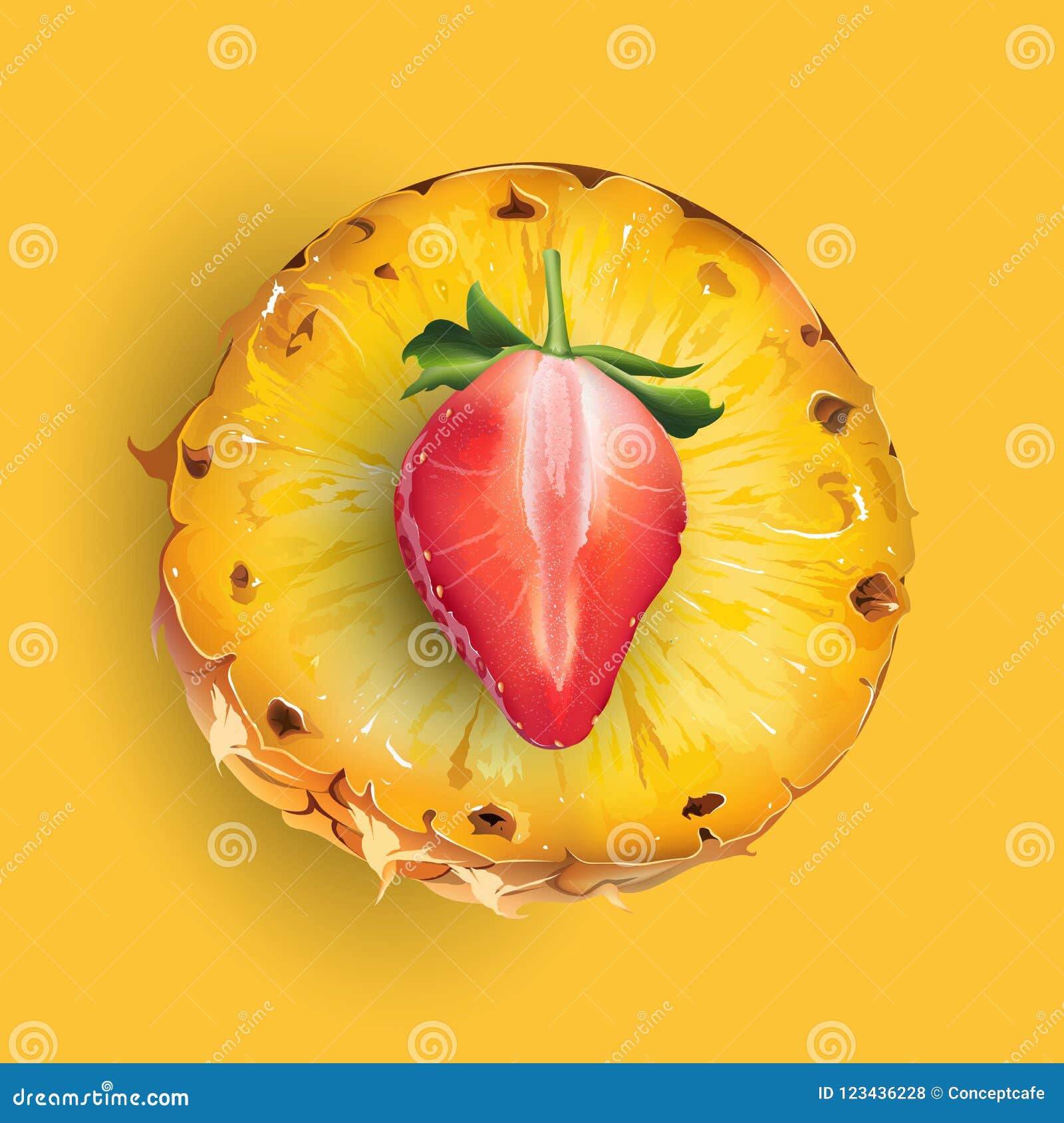 Pineapple And Strawberry Illustration Stock Illustration Illustration