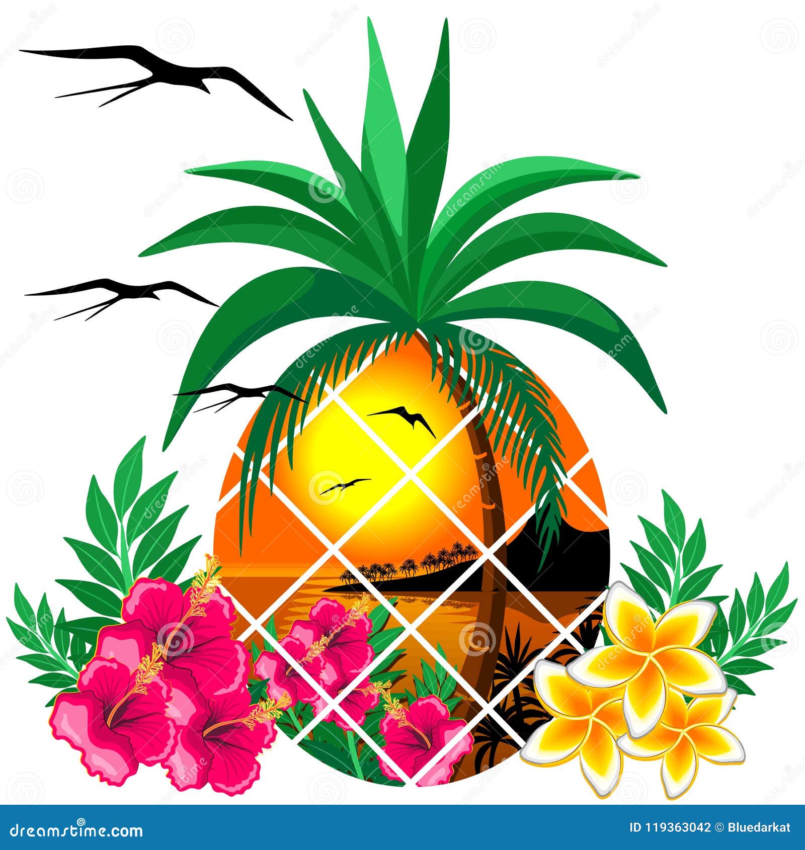 Tropical Black Ballpoint Pen Pineapple Surf Hibiscus Palm Summer Gift #15648