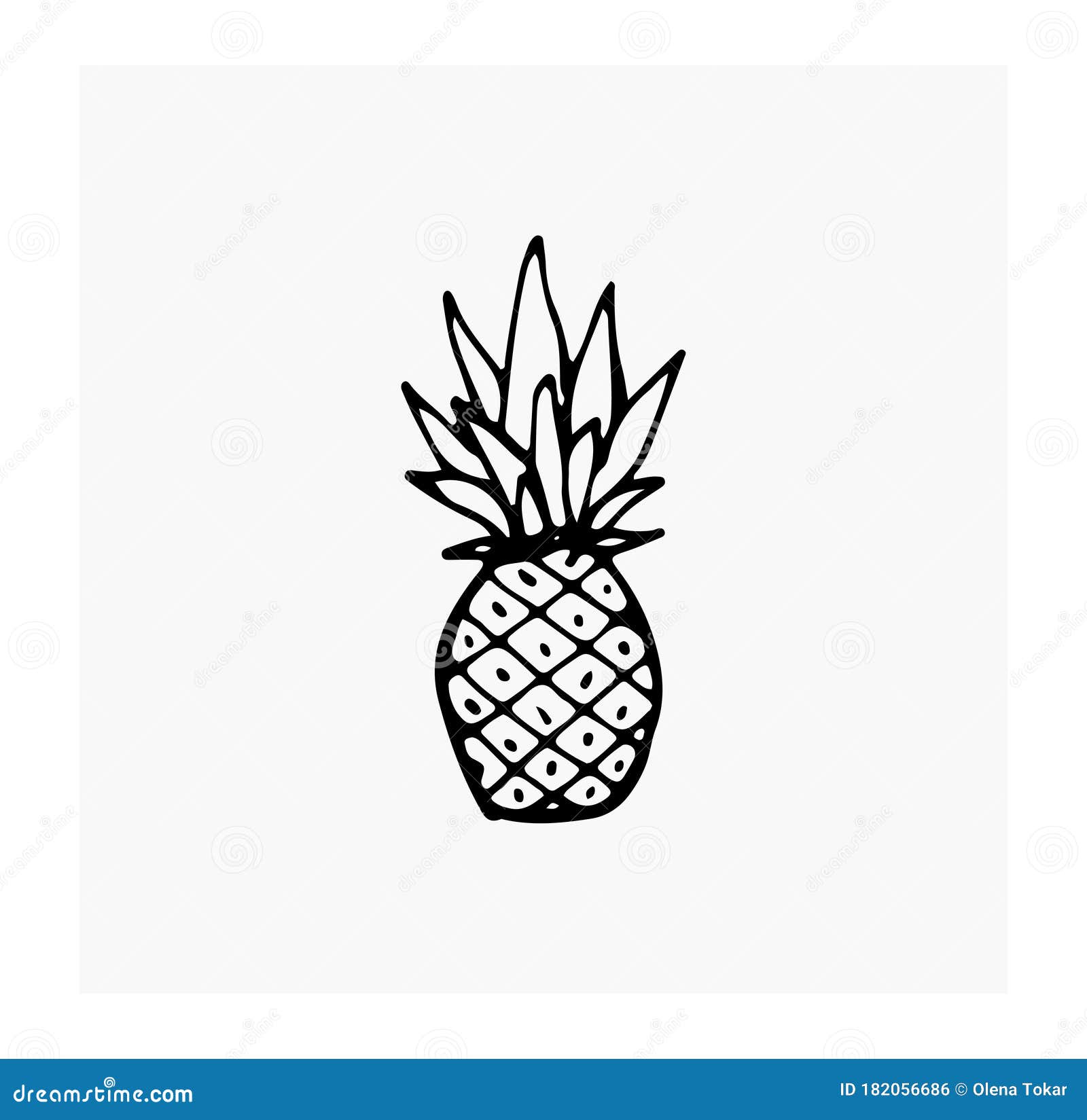 pineapple. image of fruits. doodle style