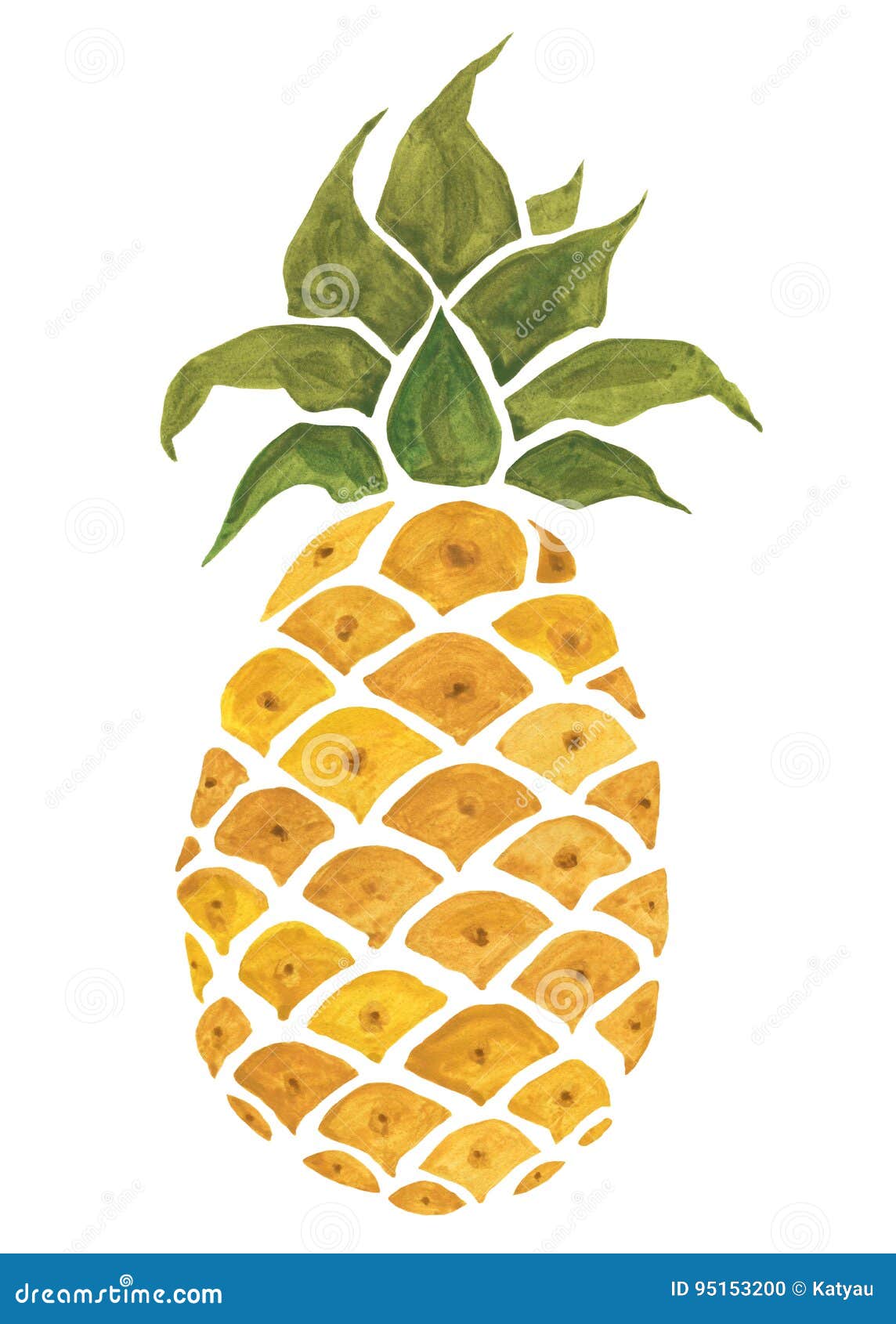 Pineapple. Watercolor Illustration. Stock Illustration Illustration