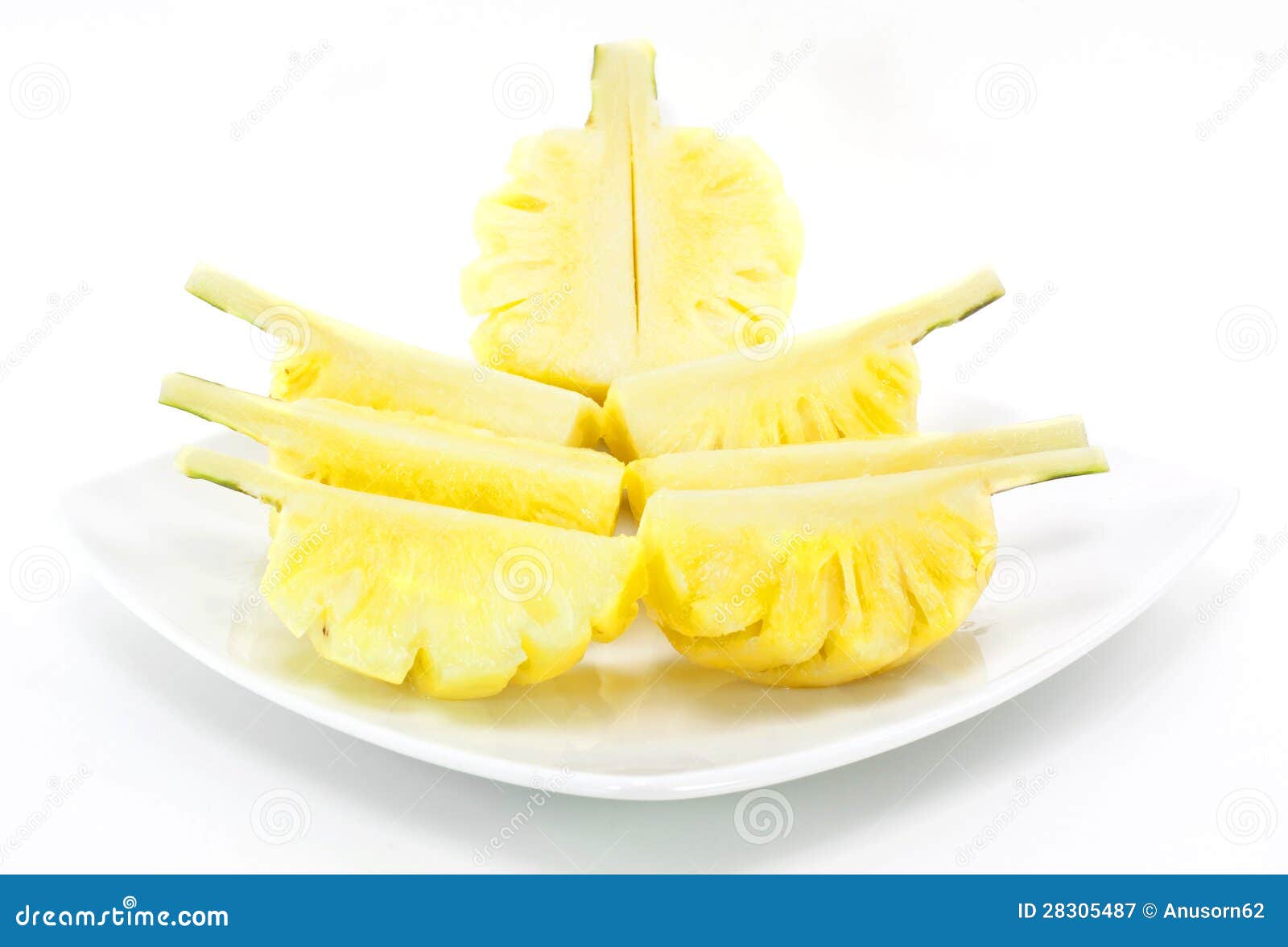 Pineapple on White Plate , Local Thailand Pineapple Stock Image Image